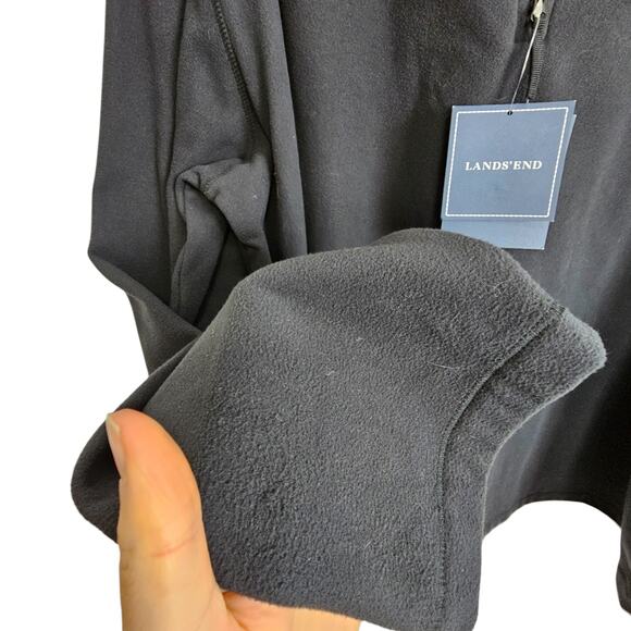 Lands End Sweater Fleece Sweater Men XXL Black Quarter Zip Sweater Men NEW - Picture 4 of 10